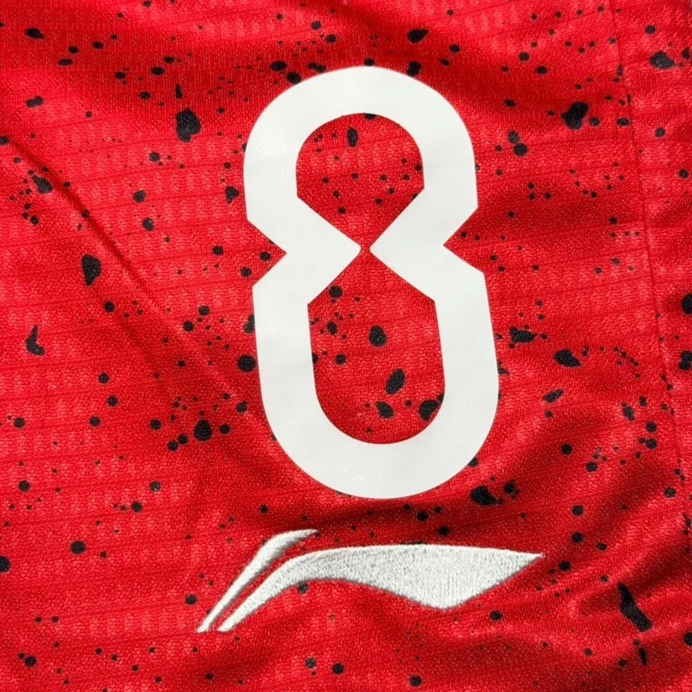 Li-Ning Badfive Mens Basketball Shorts Red Black Splatter Skeleton Rare Size M